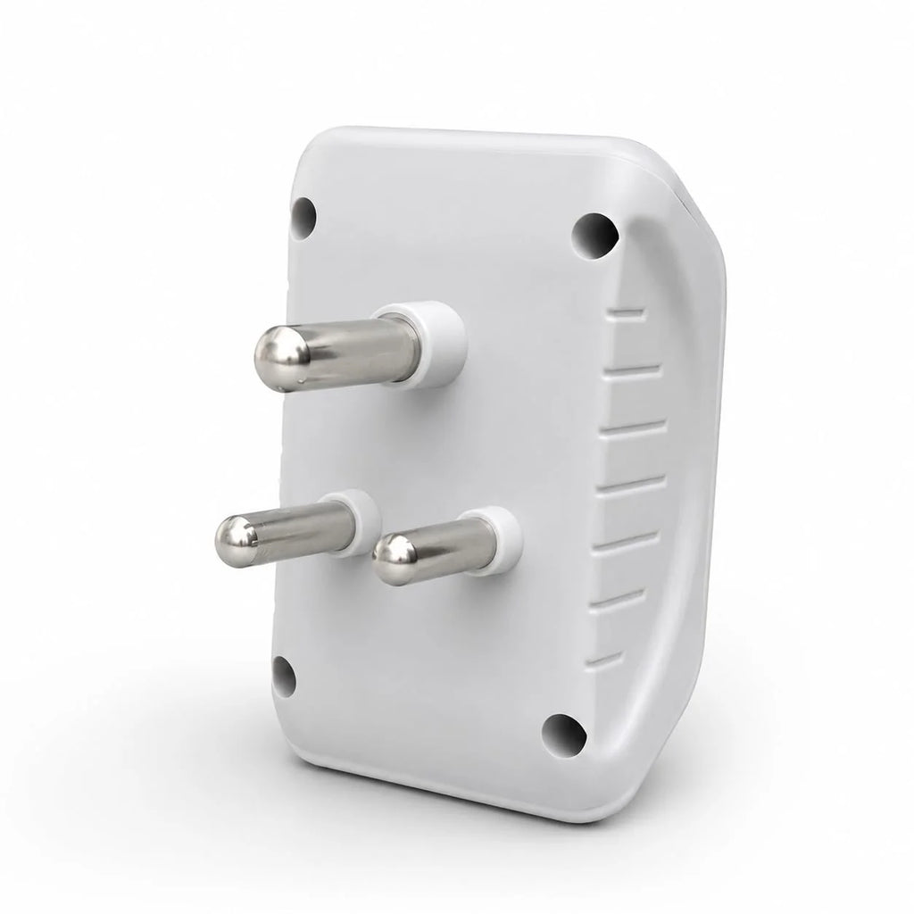 6A 3 pin multi plug adapter rear view with pins