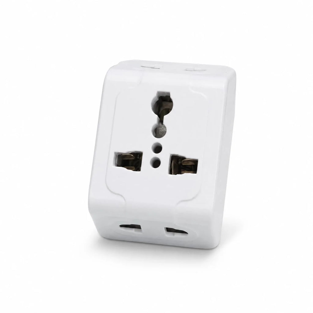 Front of 6A multi plug adapter with universal socket