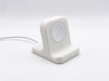 White 3D printed Apple Watch charging stand, front view
