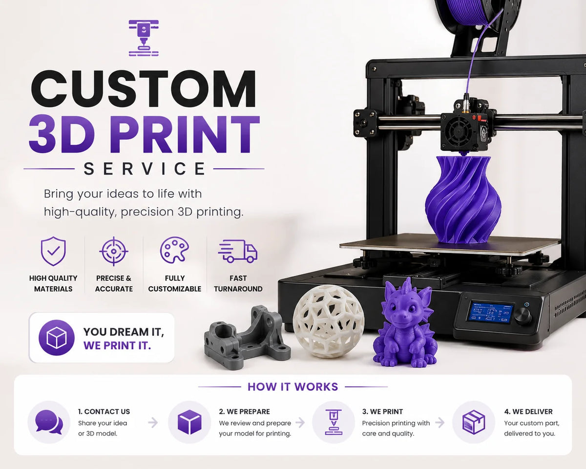 Custom 3D printing service: send your model, we prepare, print and deliver