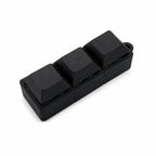 Black 3-key mechanical fidget keychain with clicky blue switches