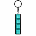 Mechanical keyboard keychain fidget toy with 4 teal keycaps and Gateron blue switches