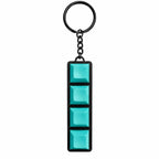 Mechanical keyboard keychain fidget toy with 4 teal keycaps and Gateron blue switches