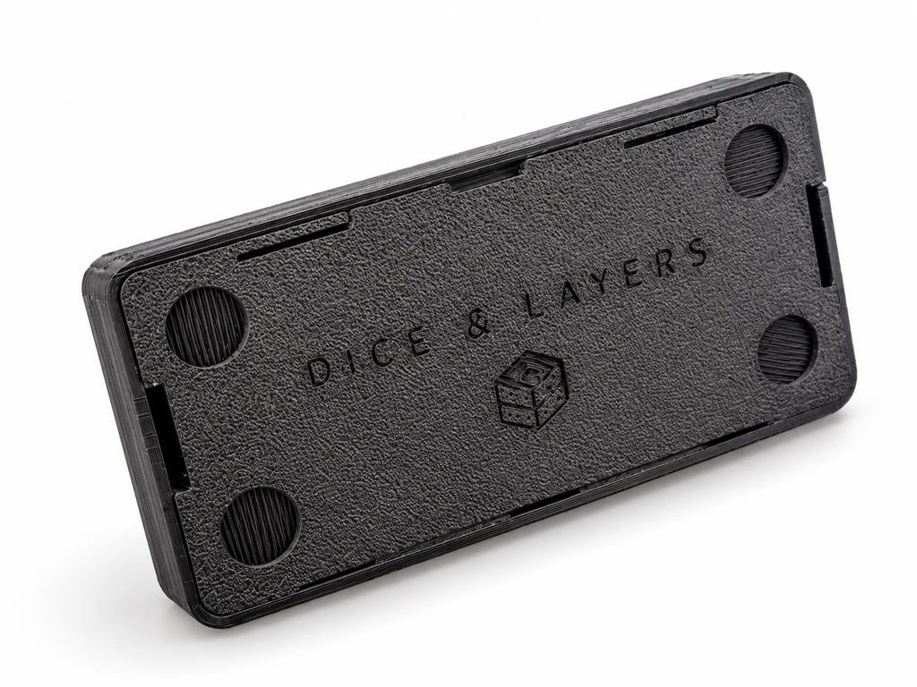 Underside of PicoPad 3x1 with engraved Dice & Layers logo