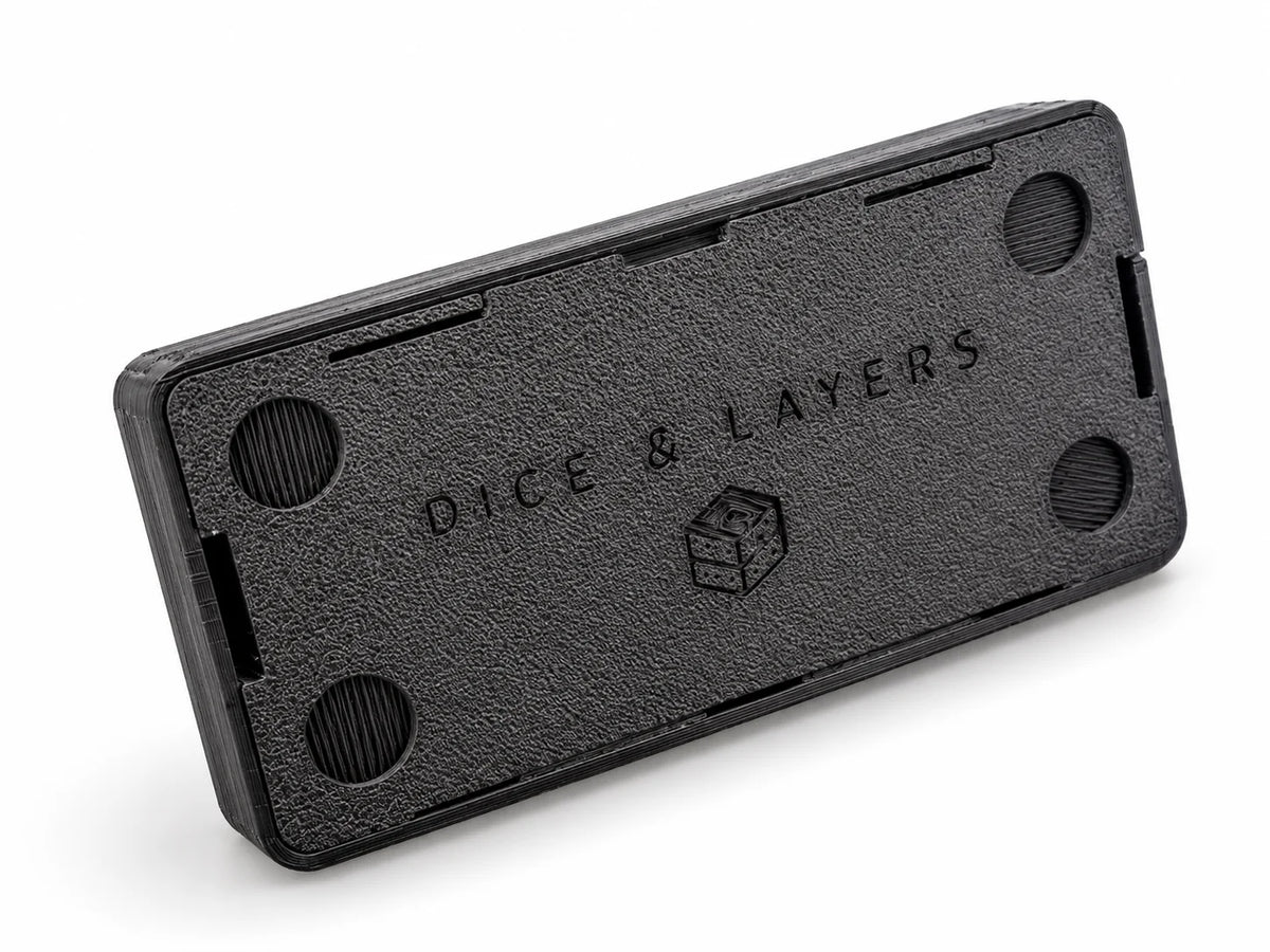Underside of PicoPad 3x1 with engraved Dice & Layers logo