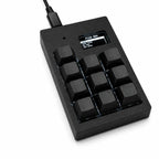 PicoPad 3x3+1 macro keyboard in black with 9 mechanical keys and OLED display