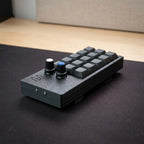 PicoPad 5x3 macro keyboard on a dark desk mat