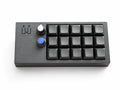 Dice & Layers PicoPad 5x3 macro keyboard top view with 15 black keys and two rotary knobs