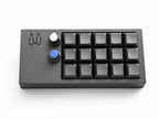 Dice & Layers PicoPad 5x3 macro keyboard top view with 15 black keys and two rotary knobs