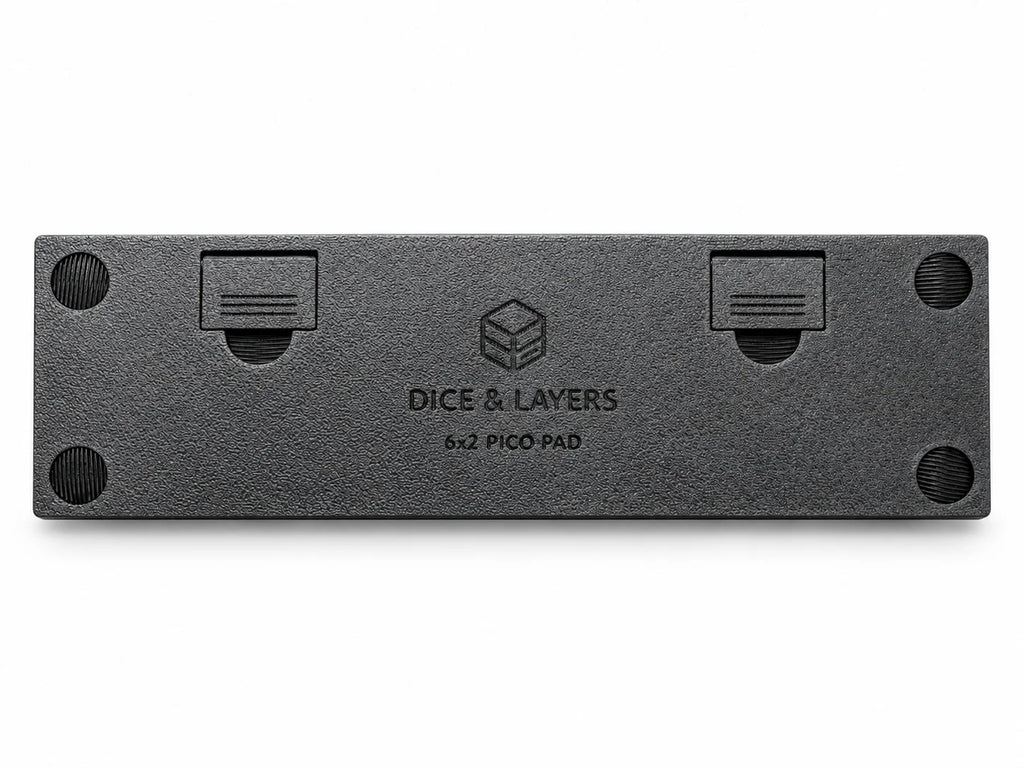 Underside of PicoPad 6x2 with Dice & Layers logo