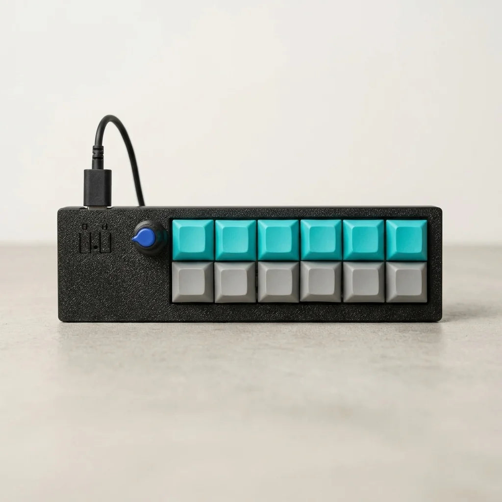 PicoPad 6x2 front view with USB-C cable connected
