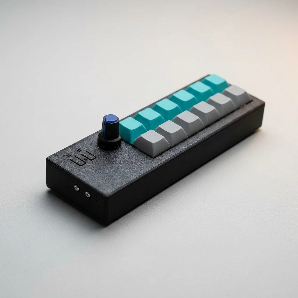 PicoPad 6x2 side angle showing USB-C port and knob