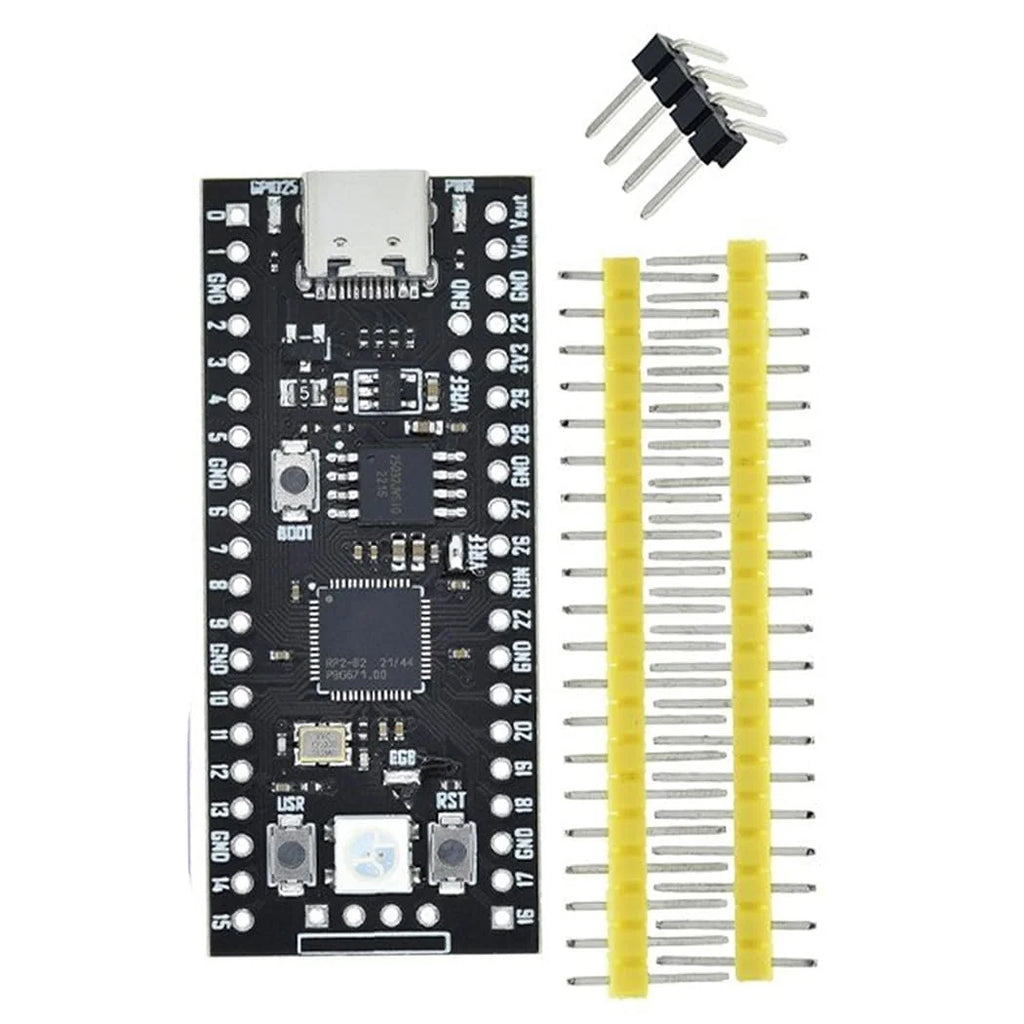 RP2040 Pico USB-C development board top view with header pins