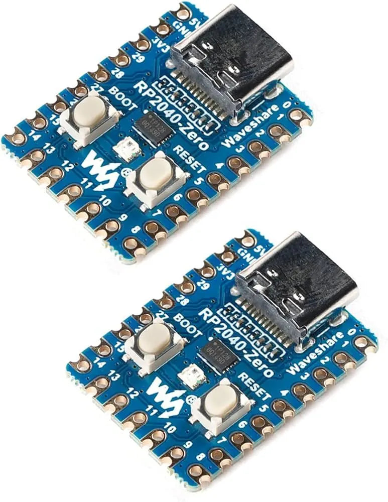 Two Waveshare RP2040-Zero boards