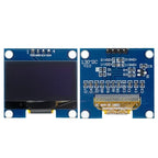 SSD1306 OLED module front and back showing I2C pins