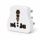 6A to 16A 3 pin conversion plug at an angle showing the 16A pins